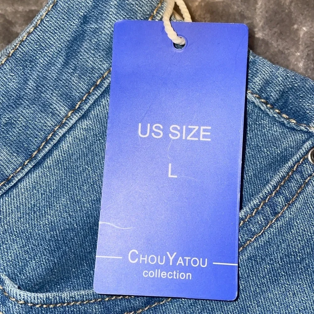 NWT Chou Tayou Blue Denim Skirt Size Large. Mini Skirt. - Picture 2 of 5